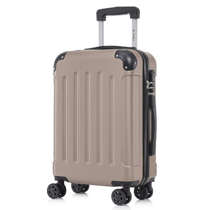 YONSLY® Suitcase, Trolley Travel Suitcase, Rolling Carry-on Luggage with 4 360° Wheels, ABS Hardshell, Security Lock, Soft Rubber Handle, 210D Lining