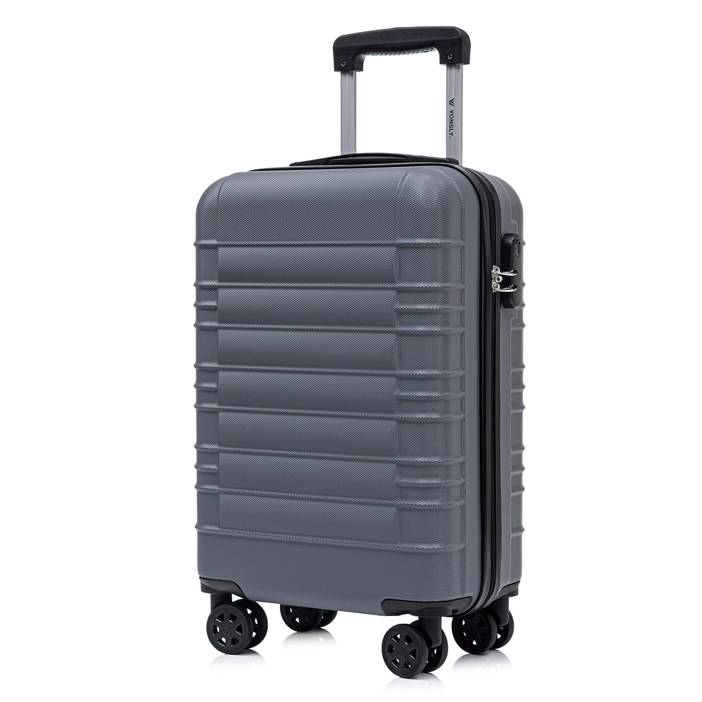 YONSLY® Suitcase, Trolley Suitcase, Cabin Luggage with 4 360° Wheels, Hardshell Suitcase, Combination Lock, Soft Rubber Handle