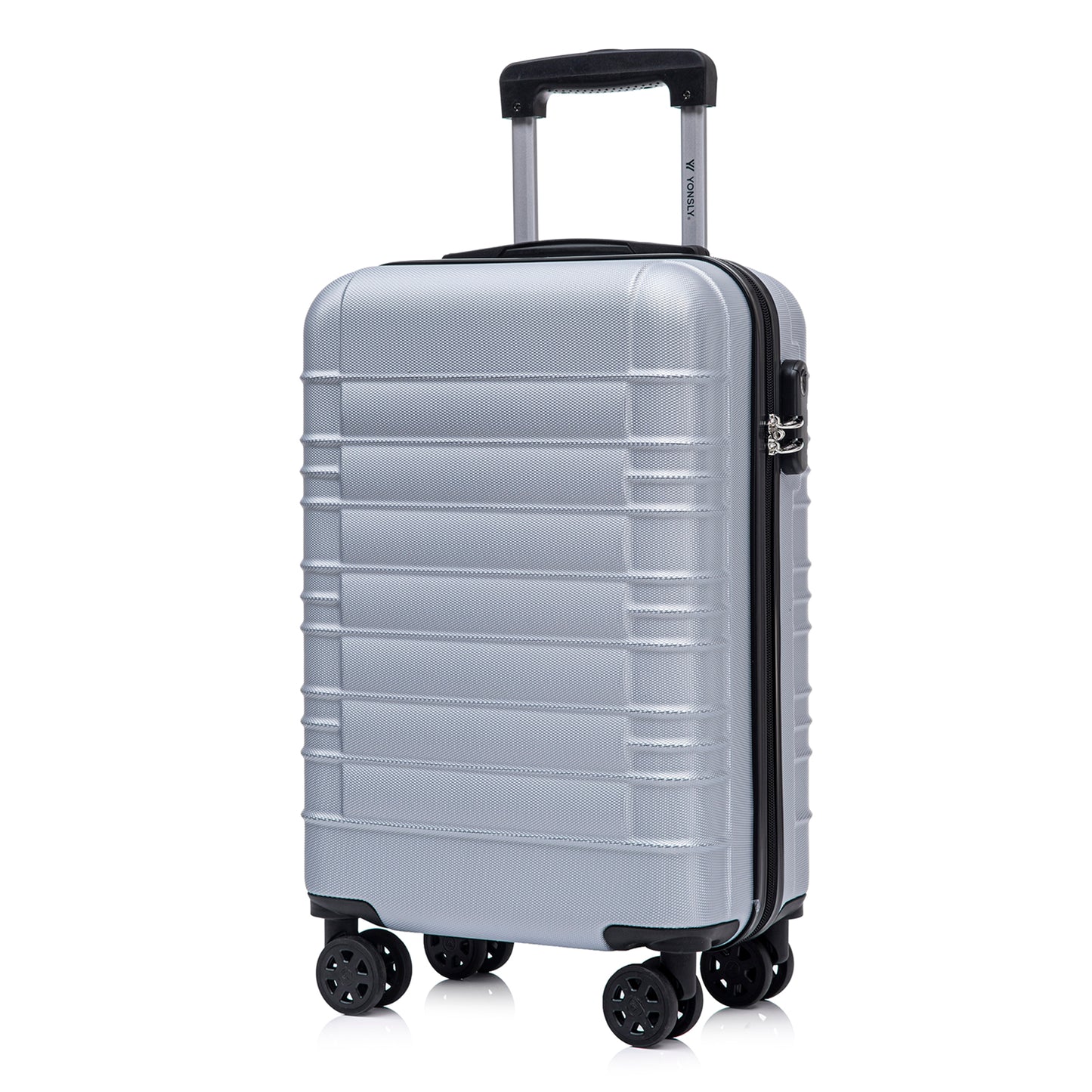 YONSLY® Suitcase, Trolley Suitcase, Cabin Luggage with 4 360° Wheels, Hardshell Suitcase, Combination Lock, Soft Rubber Handle