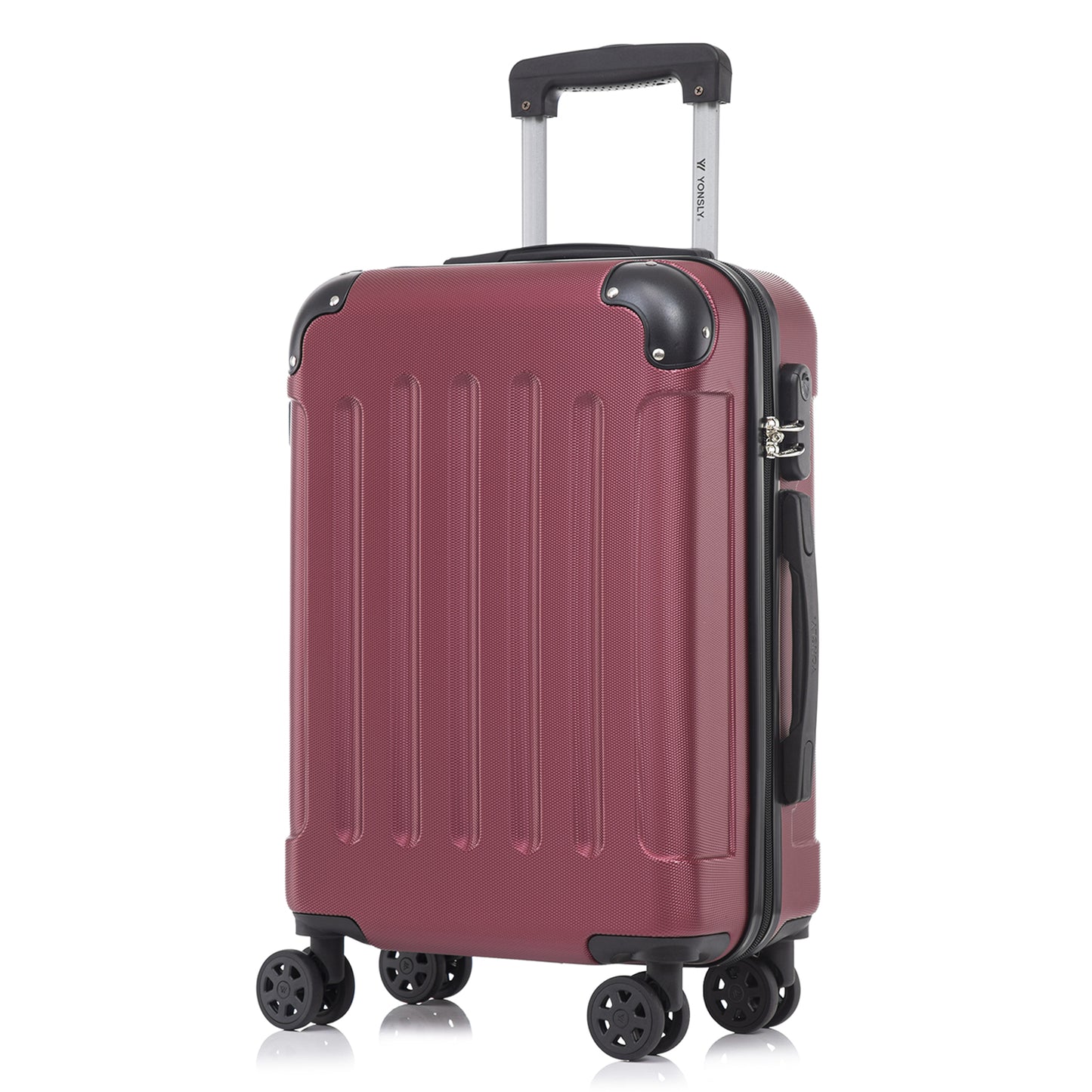 YONSLY® Suitcase, Trolley Travel Suitcase, Rolling Carry-on Luggage with 4 360° Wheels, ABS Hardshell, Security Lock, Soft Rubber Handle, 210D Lining