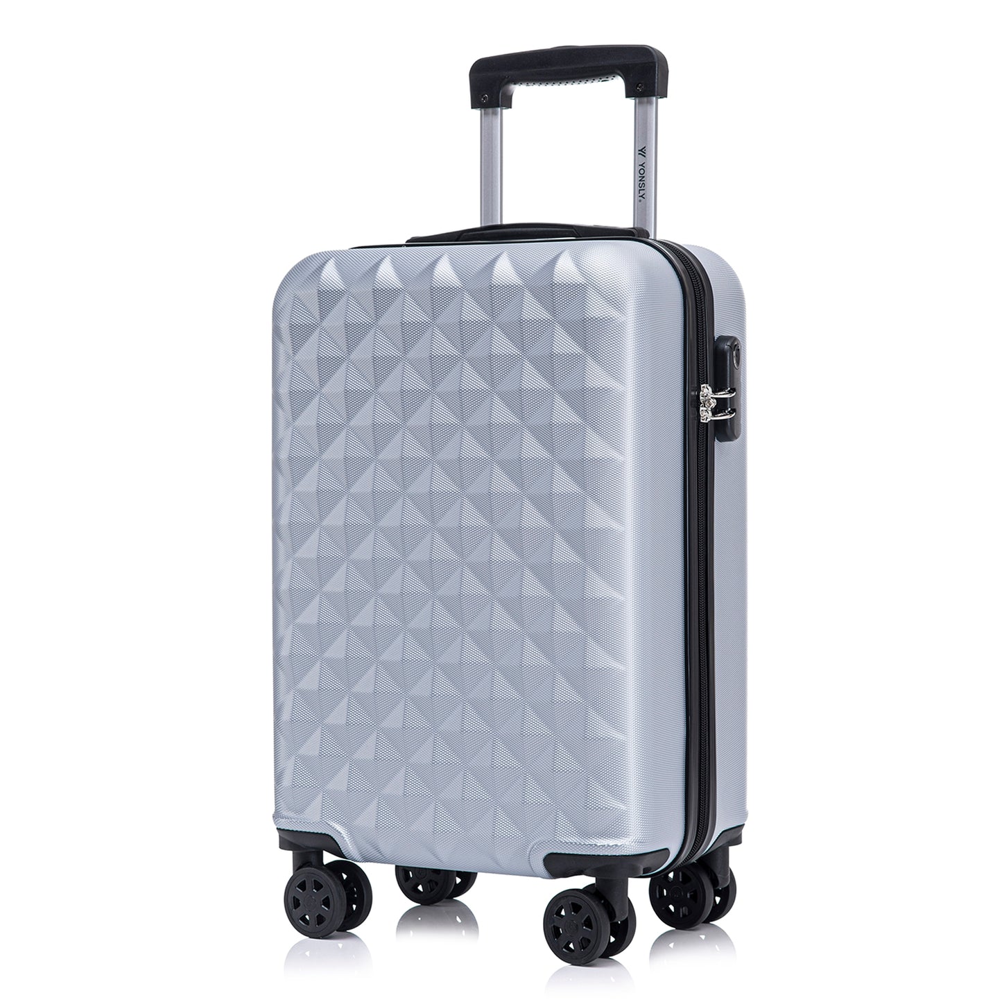 YONSLY® Suitcase, Trolley Travel Suitcase, Cabin Case Rolling Luggage Hand Luggage with 4 360° Wheels, Hard Shell Travel Suitcase, Combination Lock, Soft Rubber Handle