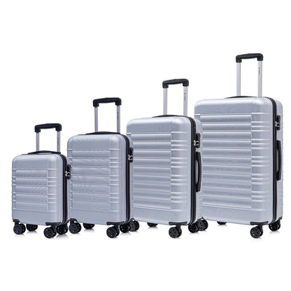 YONSLY® Suitcase Set, Trolley Travel Suitcase, Spinner Carry-On, Luggage Set with 360° Wheels, Hardshell Suitcase, Combination Lock, Soft Rubber Handle (4-Piece Set, S,M,L&XL)