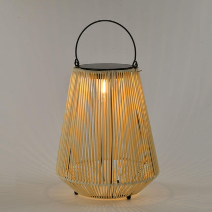 LQWELL® Solar Lantern for Outdoor, 2-in-1 Solar & USB Charging, Solar Lamps Table Lamp, Rattan Indoor Decorative Night Light with Charging Cable for Garden, Balcony, Camping, Bedroom