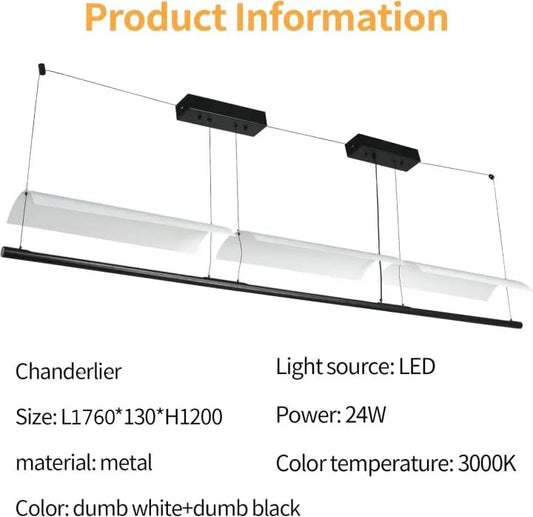 LQWELL® Modern Pendant Light, LED 36W, Minimalist Industrial Pendant Lamp, Vintage Hanging Lamp for Kitchen, Living Room, Bedroom, Dining Room, Cafes, Metal Chandelier Ceiling Lamp