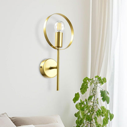 LQWELL® E14 Wall Light, Indoor Wall Lamp 1-Bulb Wall Lighting Wall Spotlight in Modern Industrial Style, for Bedroom Living Room Studio Hotel Staircase, Gold, Bulb not included