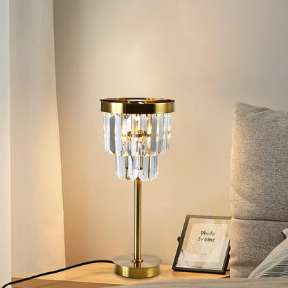 LQWELL® Tischlampe, Modern Minimalistisch Tischleuchte, Gold, Kristall E14 Nachttischlampe, Metall Schreibtischlampe Esstischlampe für Schlafzimmer Wohnzimmer, Keine Glühbirne