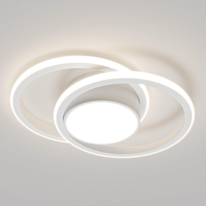 LQWELL® Modern LED Ceiling Light, 40cm 2-Ring Design Ceiling Lamp, 48W made of Metal and Acrylic, IP44 Waterproof for Bedroom, Living Room, Bathroom, Kitchen, Basement and Office, available in 3000K, 4000K and 6500K