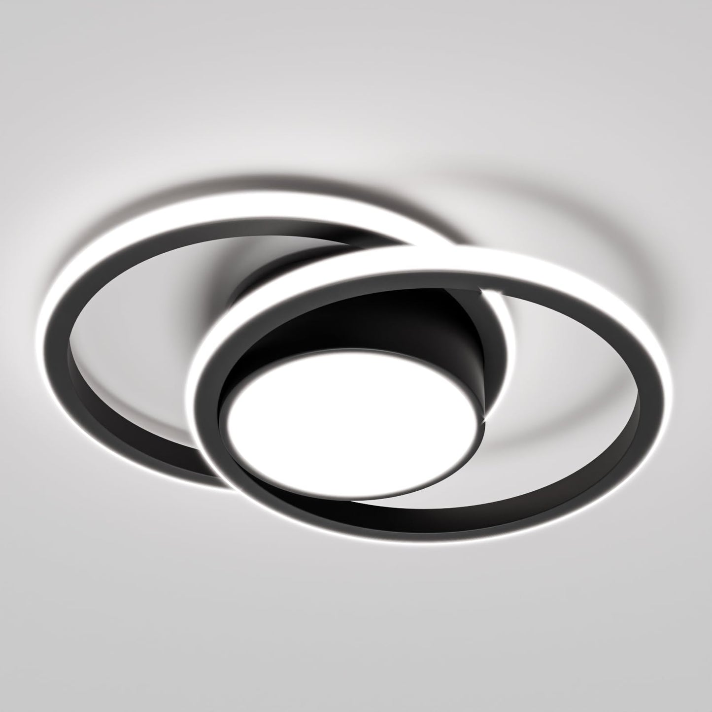 LQWELL® Modern LED Ceiling Light, 40cm 2-Ring Design Ceiling Lamp, 48W made of Metal and Acrylic, IP44 Waterproof for Bedroom, Living Room, Bathroom, Kitchen, Basement and Office, available in 3000K, 4000K and 6500K
