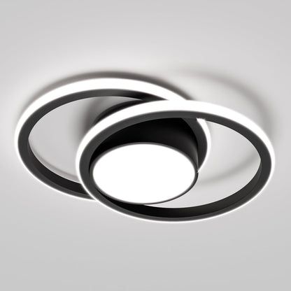 LQWELL® Modern LED Ceiling Light, 40cm 2-Ring Design Ceiling Lamp, 48W made of Metal and Acrylic, IP44 Waterproof for Bedroom, Living Room, Bathroom, Kitchen, Basement and Office, available in 3000K, 4000K and 6500K