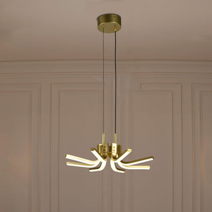 LQWELL® Chandelier LED 30W, Industrial Chandelier, Modern Pendant Light Hanging Lamp for Living Room Bedroom Dining Room Hallway Cafes Bar Studio, Metal Ceiling Lamp, Gold
