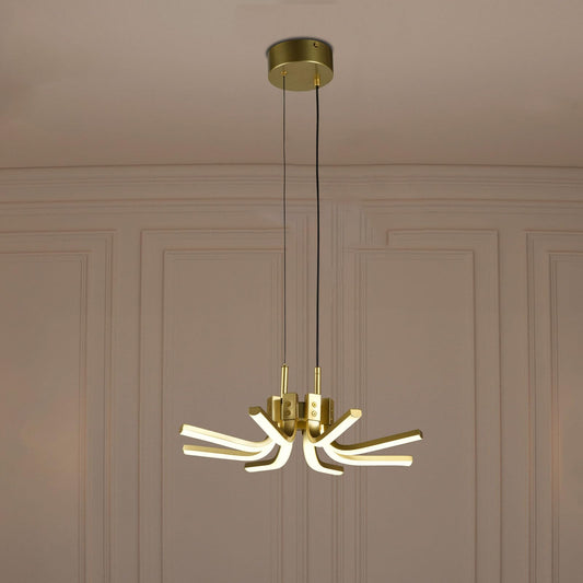 LQWELL® Chandelier LED 30W, Industrial Chandelier, Modern Pendant Light Hanging Lamp for Living Room Bedroom Dining Room Hallway Cafes Bar Studio, Metal Ceiling Lamp, Gold