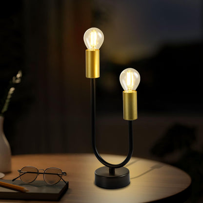 LQWELL® Table Lamp, Modern Minimalist Table Lamp Gold Black, E14 Bedside Lamp, Metal Desk Lamp Dining Table Lamp for Bedroom Living Room, 2-Light, Max 60W, Bulb Not Included