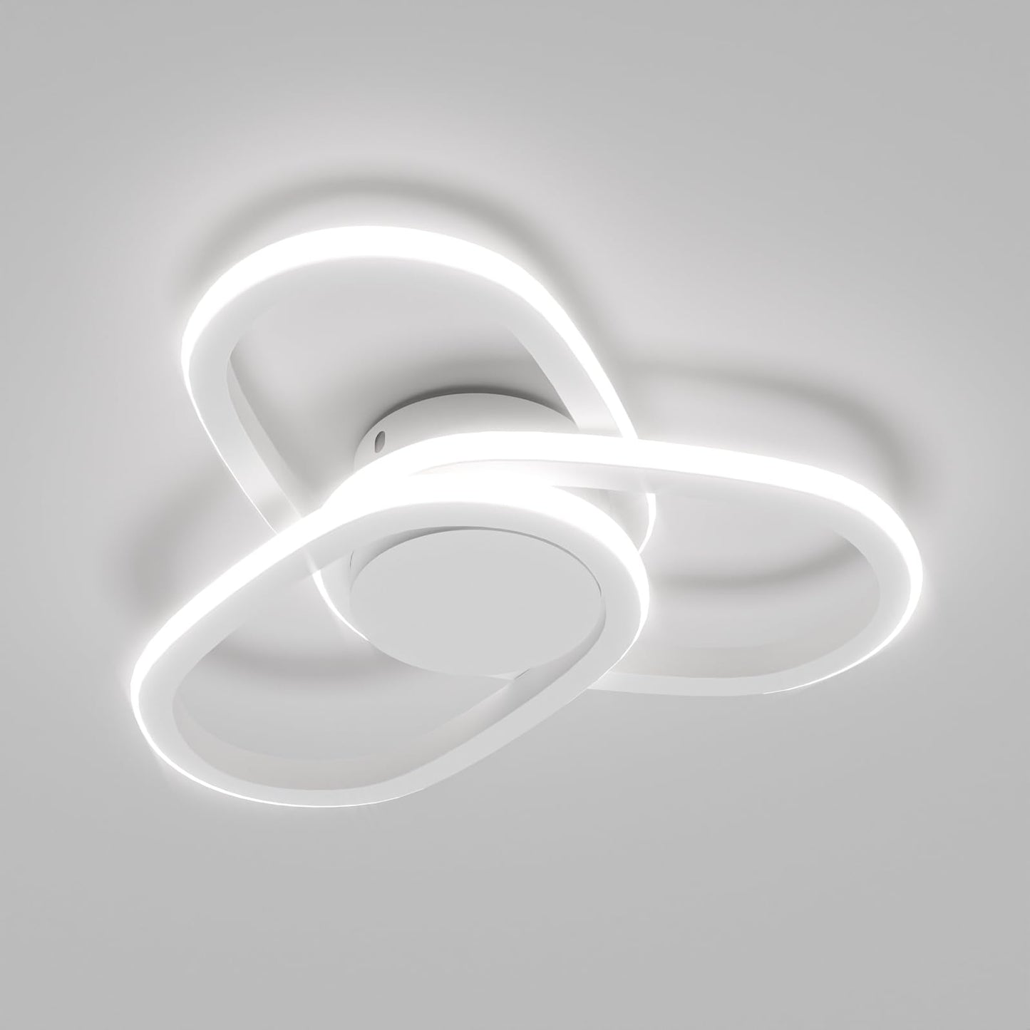 LQWELL Moderne LED Deckenleuchte, 40cm Kleeblatt Design Deckenlampe, 48W aus Metall und Acryl, IP44 Wasserfest für Schlafzimmer, Wohnzimmer, Badezimmer, Küche, Keller und Büro, erhältlich in 3000K, 4000K und 6500K
