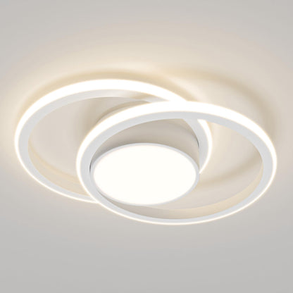 LQWELL® Modern LED Ceiling Light, 40cm 2-Ring Design Ceiling Lamp, 48W made of Metal and Acrylic, IP44 Waterproof for Bedroom, Living Room, Bathroom, Kitchen, Basement and Office, available in 3000K, 4000K and 6500K