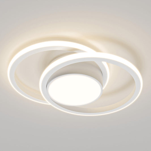 LQWELL® Moderne LED Deckenleuchte, 40cm 2-Ringe Design Deckenlampe, 48W aus Metall und Acryl, IP44 Wasserfest für Schlafzimmer, Wohnzimmer, Badezimmer, Küche, Keller und Büro, erhältlich in 3000K, 4000K und 6500K