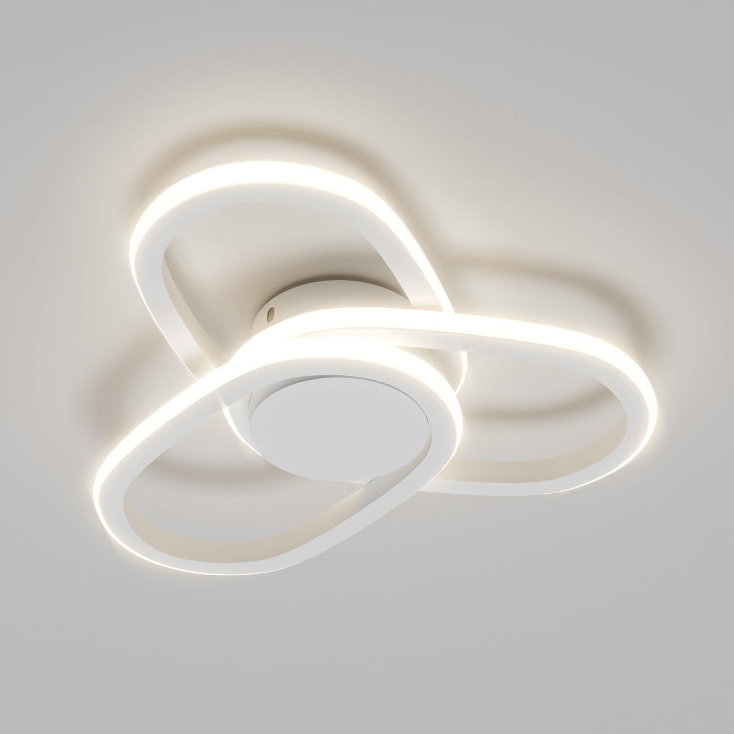 LQWELL Moderne LED Deckenleuchte, 40cm Kleeblatt Design Deckenlampe, 48W aus Metall und Acryl, IP44 Wasserfest für Schlafzimmer, Wohnzimmer, Badezimmer, Küche, Keller und Büro, erhältlich in 3000K, 4000K und 6500K