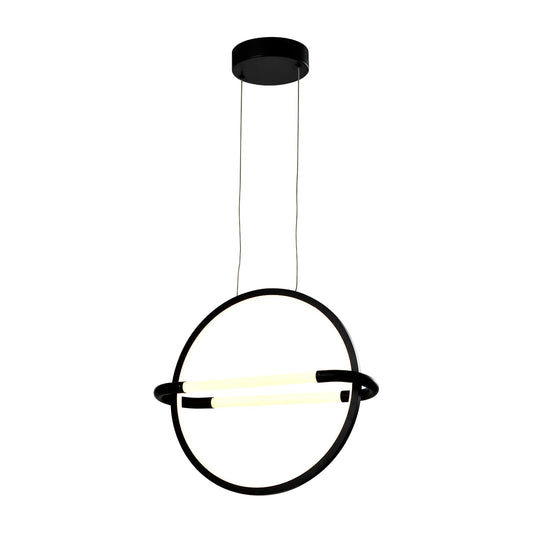 LQWELL® Modern LED Pendant Light, Simple Hanging Lamp, Suitable for Kitchen, Living Room, Bedroom, Dining Room, Cafe, Metal Hanging Lamp, Ceiling Light, Matte Black