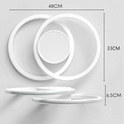 LQWELL Modern Led Deckenleuchte, LED Deckenlampe 48cm, 2-Ringe Design, 62W 6500K 6950LM IP44 Wasserfest Schlafzimmerleuchte Wohnzimmerleuchte aus Metall+Acryl als Badezimmer Küche Keller Büro