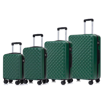 YONSLY® Premium Travel Suitcase TSA Lock, Hard-Shell Suitcase Trolley Cabin Suitcase Rolling Suitcase Hand Luggage 4 Wheels (S-M-L-XL Set)