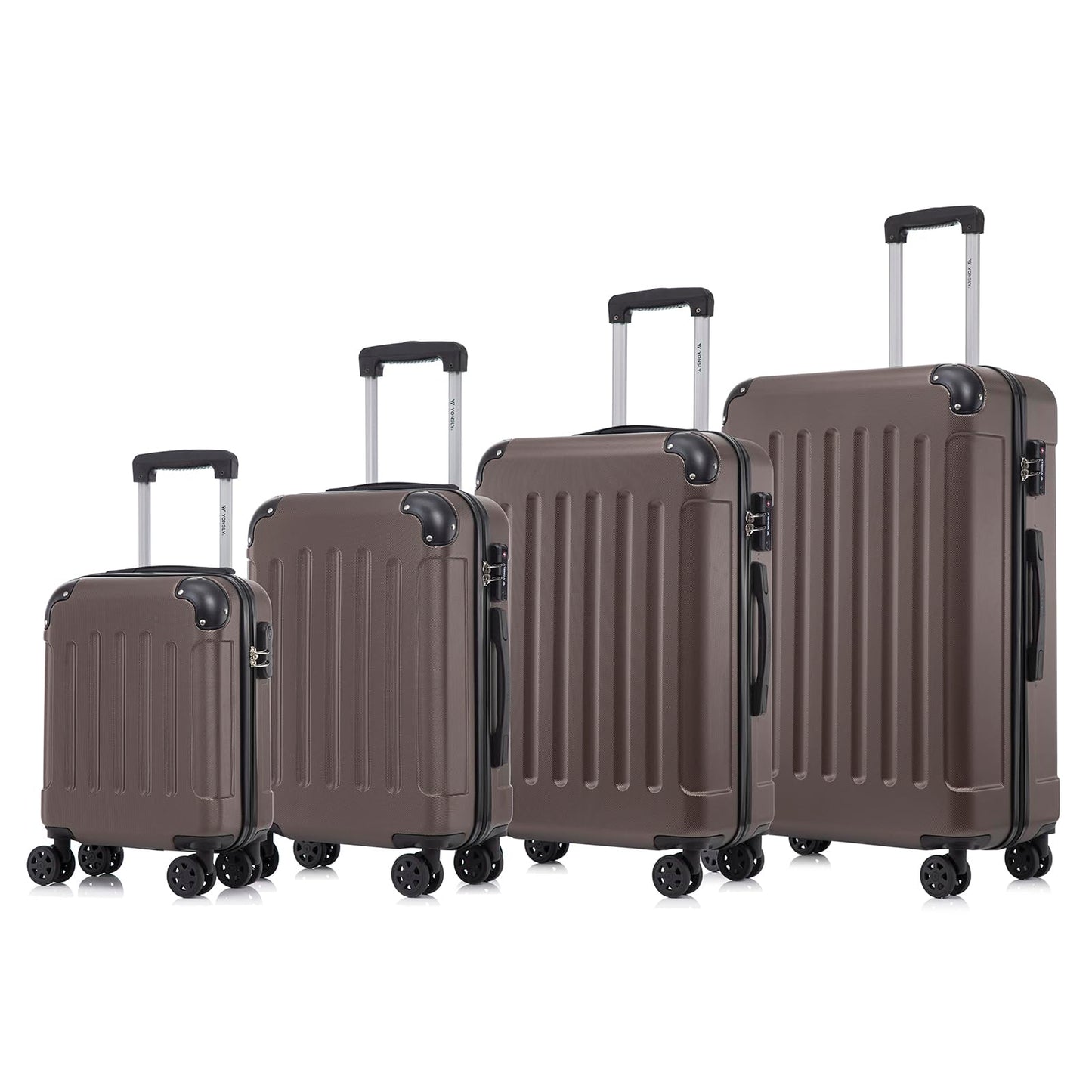 YONSLY® Premium Luggage, TSA Lock YKK Zipper Hardside Suitcase Trolley Cabin Luggage Roller Suitcase Carry-On 4 Wheels (S-M-L-XL-Set)