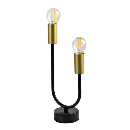 LQWELL® Table Lamp, Modern Minimalist Table Lamp Gold Black, E14 Bedside Lamp, Metal Desk Lamp Dining Table Lamp for Bedroom Living Room, 2-Light, Max 60W, Bulb Not Included