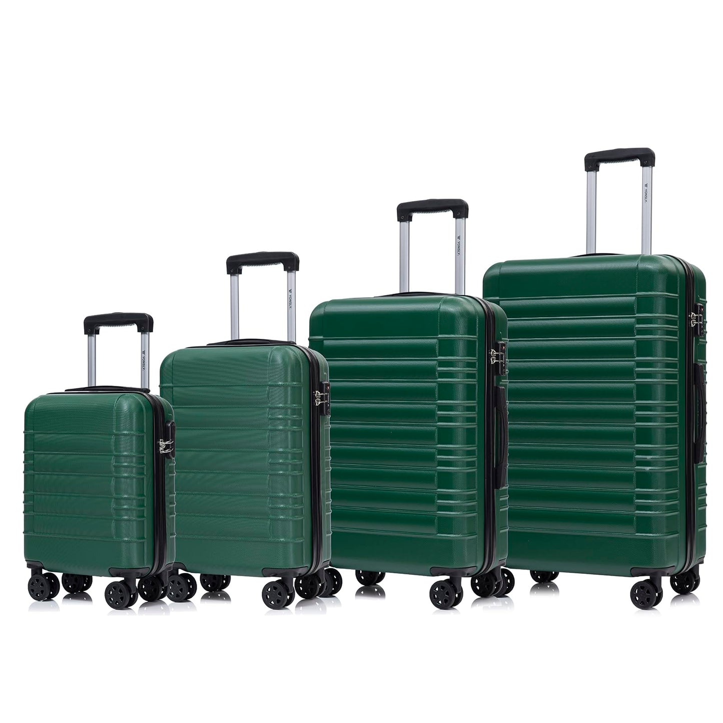 YONSLY® Premium Travel Suitcase TSA Lock, Hardshell Suitcase Trolley Cabin Luggage Roller Suitcase Hand Luggage 4 Wheels (S-M-L-XL-Set)