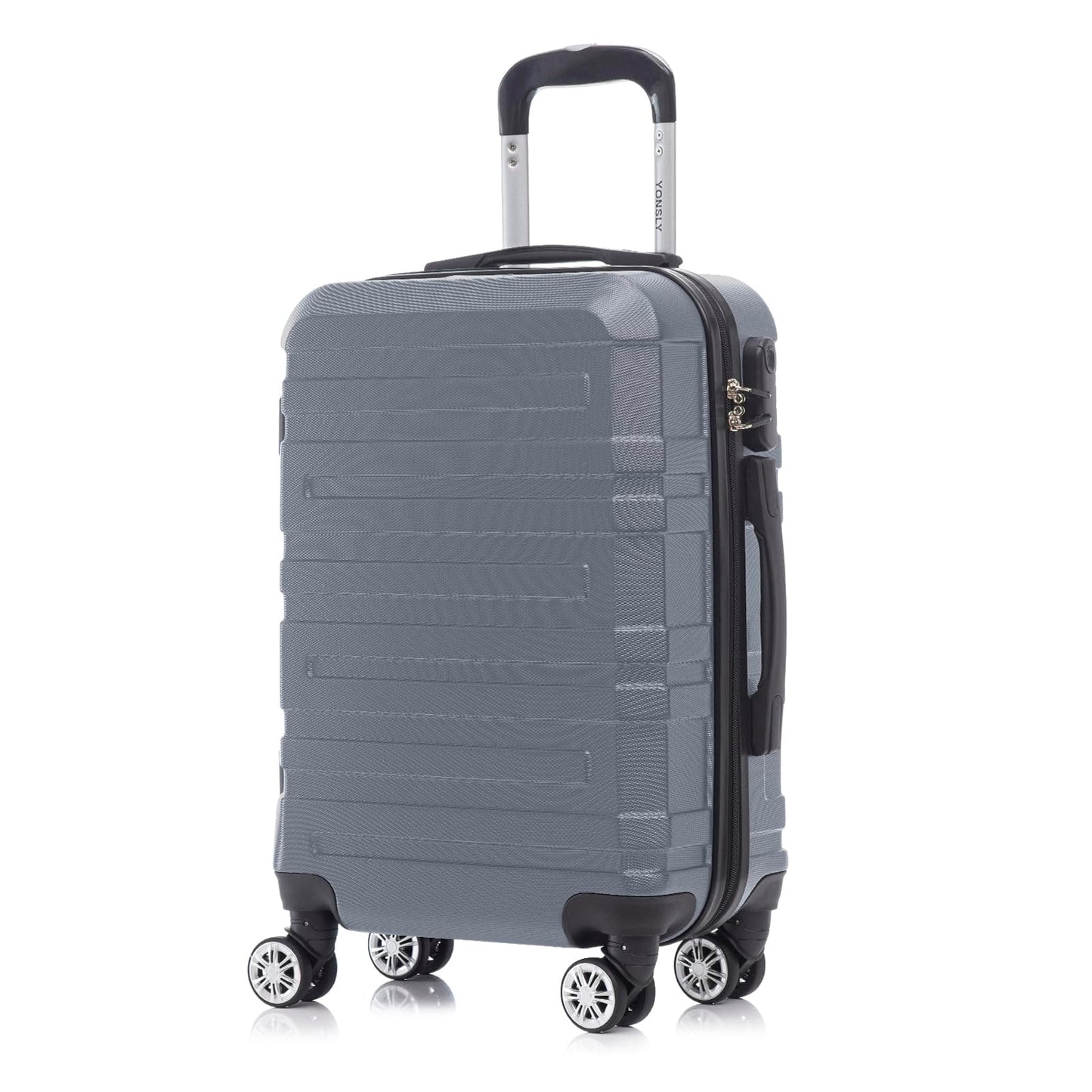 YONSLY® Travel Suitcase Trolley, Rolling Luggage Carry-on Set, Cabin Suitcase, Travel Suitcase with 4 360° Wheels, Combination Lock, Soft Rubber Handle, Hardside Travel Suitcase