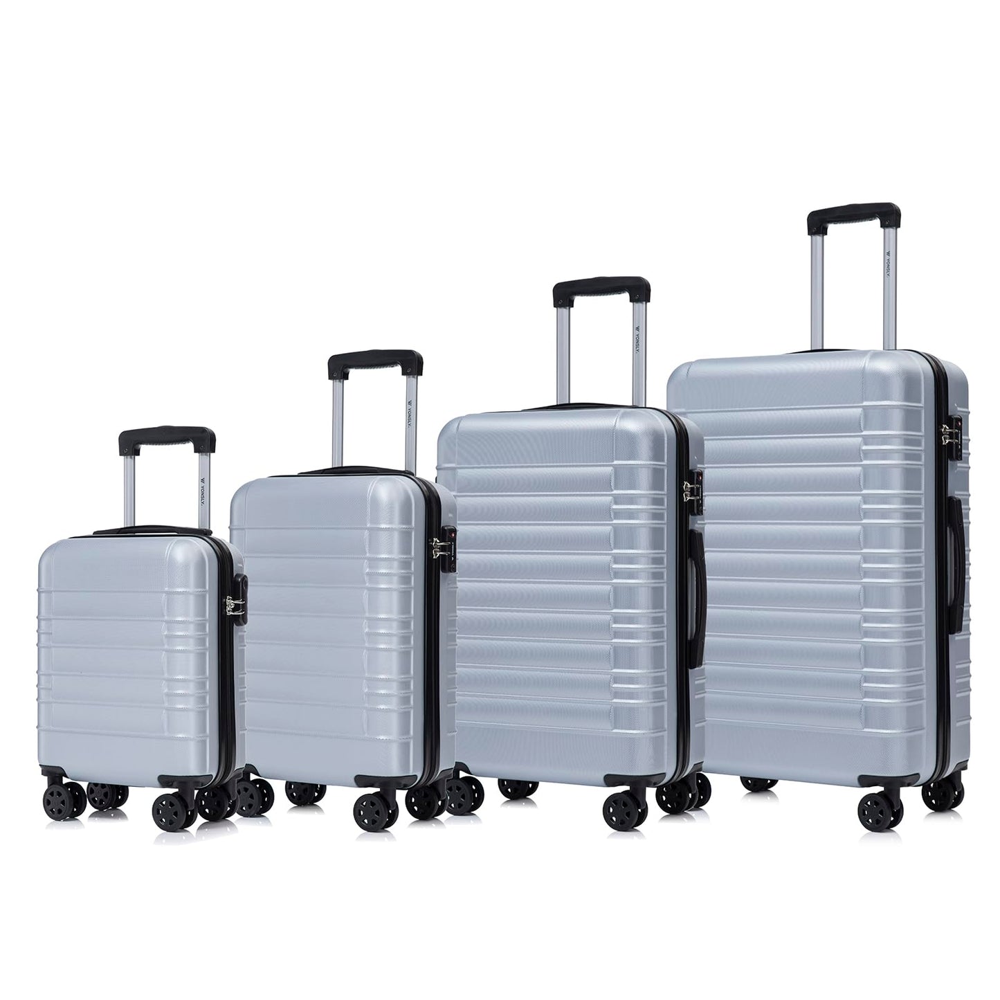 YONSLY® Premium Travel Suitcase TSA Lock, Hardshell Suitcase Trolley Cabin Luggage Roller Suitcase Hand Luggage 4 Wheels (S-M-L-XL-Set)