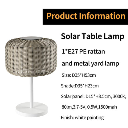 LQWELL® Solar Lantern for Outdoors, 2-in-1 Solar Charging & USB Charging Solar Lamps Table Lamp Rattan Indoor Decorative Night Light with Charging Cable for Garden, Balcony, Camping Bedroom