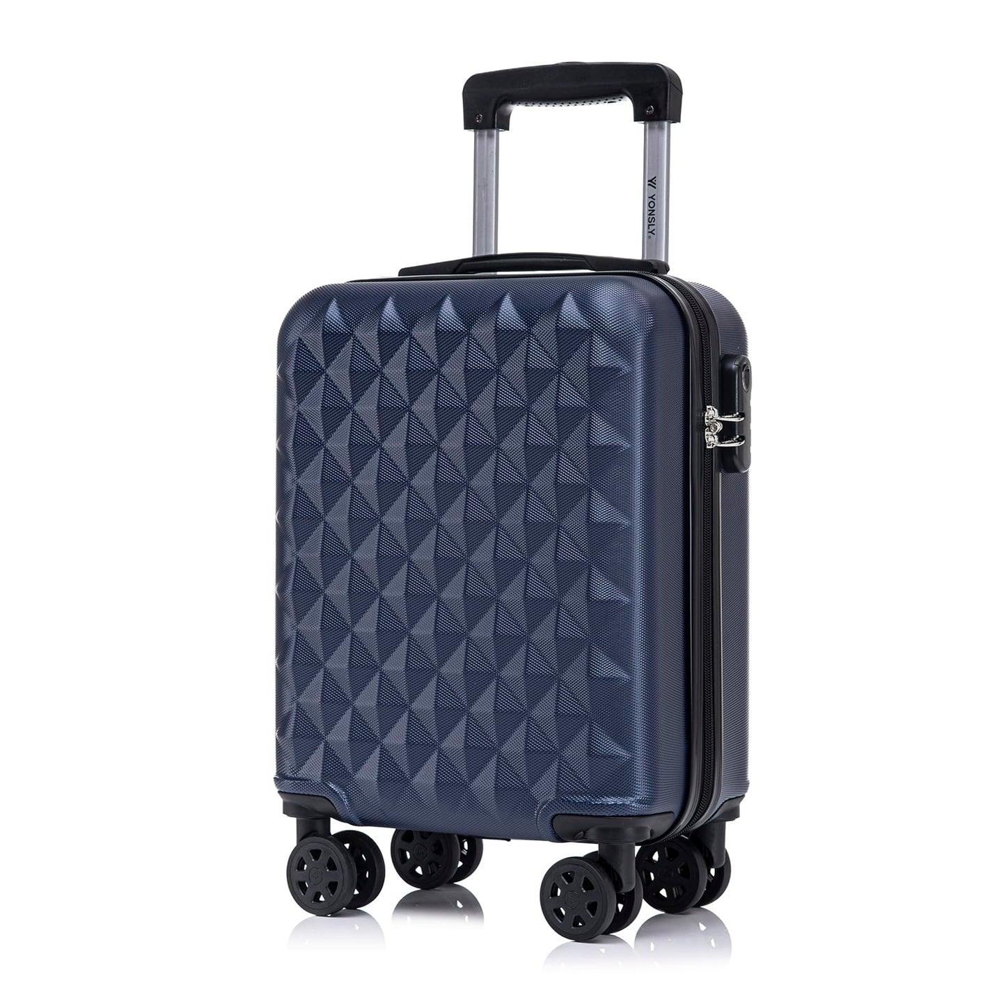YONSLY® Suitcase, Trolley Travel Suitcase, Cabin Case Rolling Luggage Hand Luggage with 4 360° Wheels, Hard Shell Travel Suitcase, Combination Lock, Soft Rubber Handle