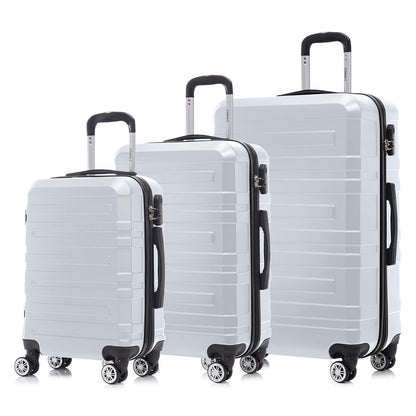YONSLY® Travel Suitcase Trolley Rolling Luggage Carry-on Set, Suitcase Set, Luggage Set Hardside Travel Suitcase with 4 360° Spinner Wheels, Combination Lock, Soft Rubber Handle (3-Piece Set, M,L&XL)