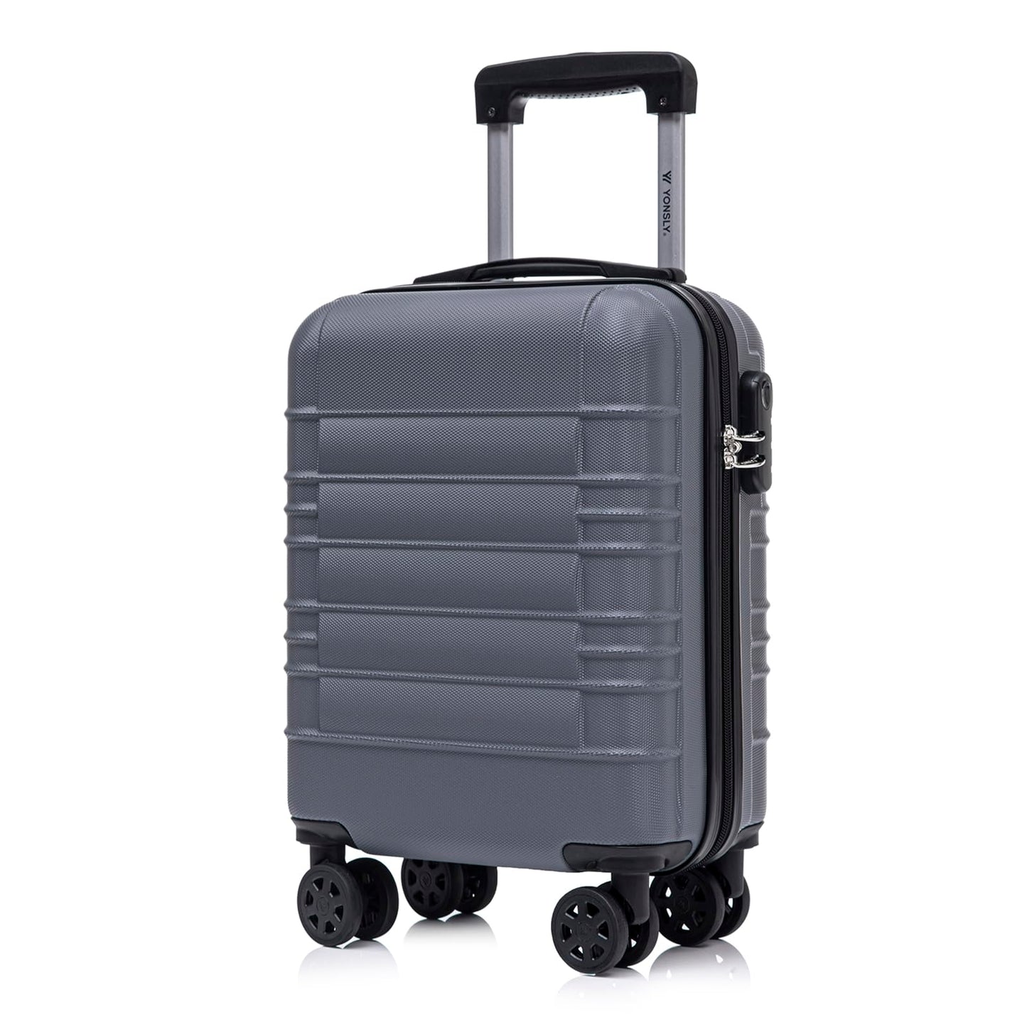 YONSLY® Suitcase, Trolley Suitcase, Cabin Luggage with 4 360° Wheels, Hardshell Suitcase, Combination Lock, Soft Rubber Handle