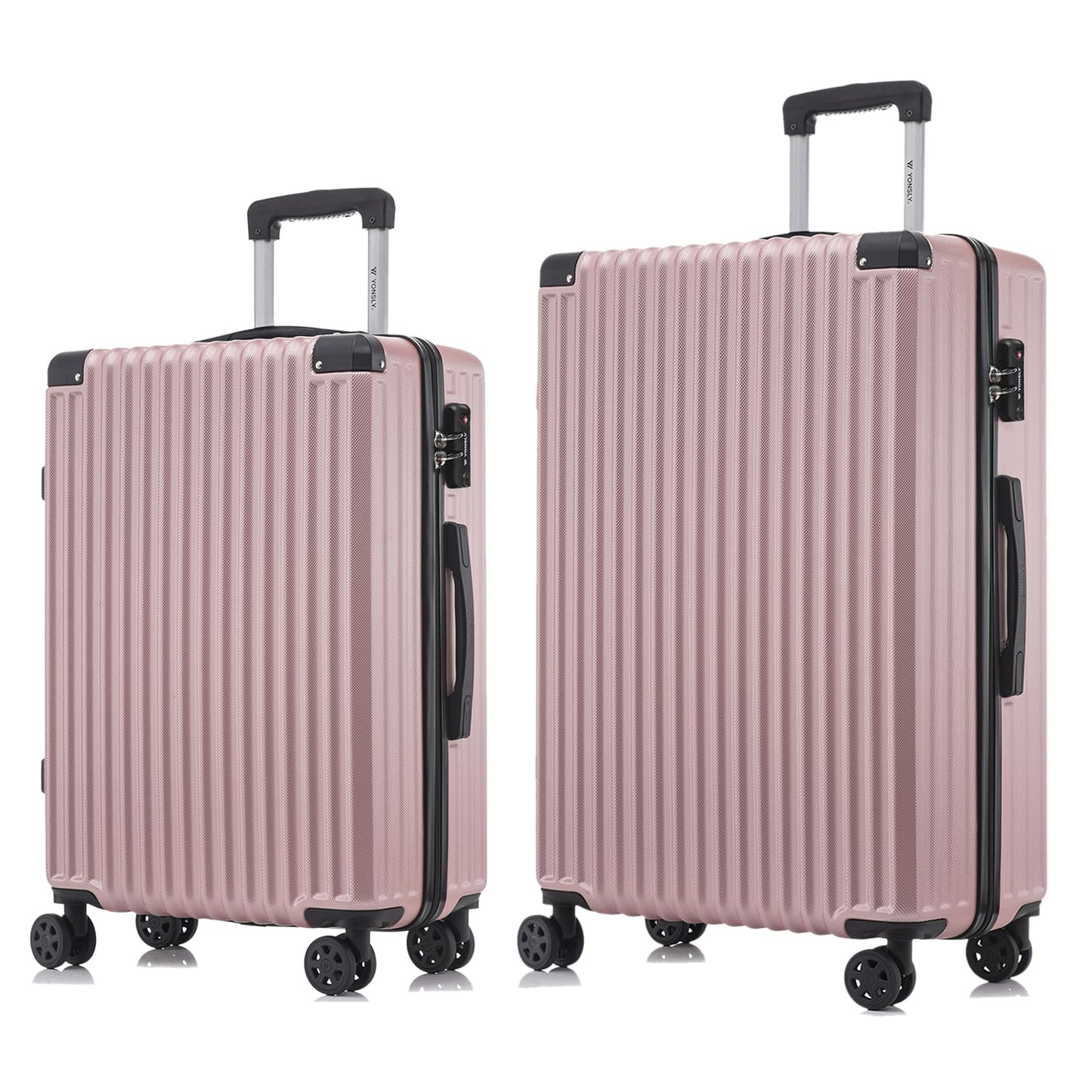 YONSLY® Premium Luggage TSA Lock, YKK Zipper Hardside Suitcase Trolley Cabin Luggage Spinner Suitcase Carry-on 4 Wheels (L-XL Set)