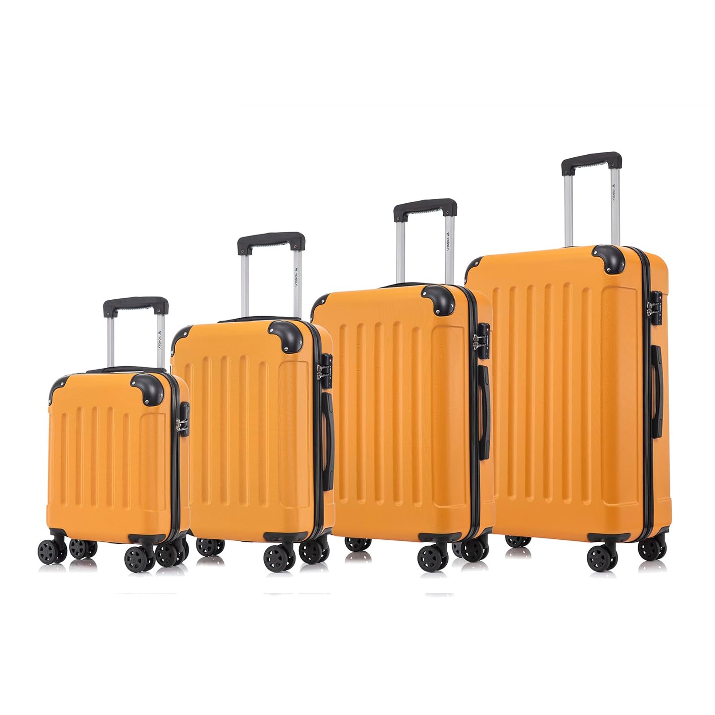 YONSLY® Premium Luggage, TSA Lock YKK Zipper Hardside Suitcase Trolley Cabin Luggage Roller Suitcase Carry-On 4 Wheels (S-M-L-XL-Set)