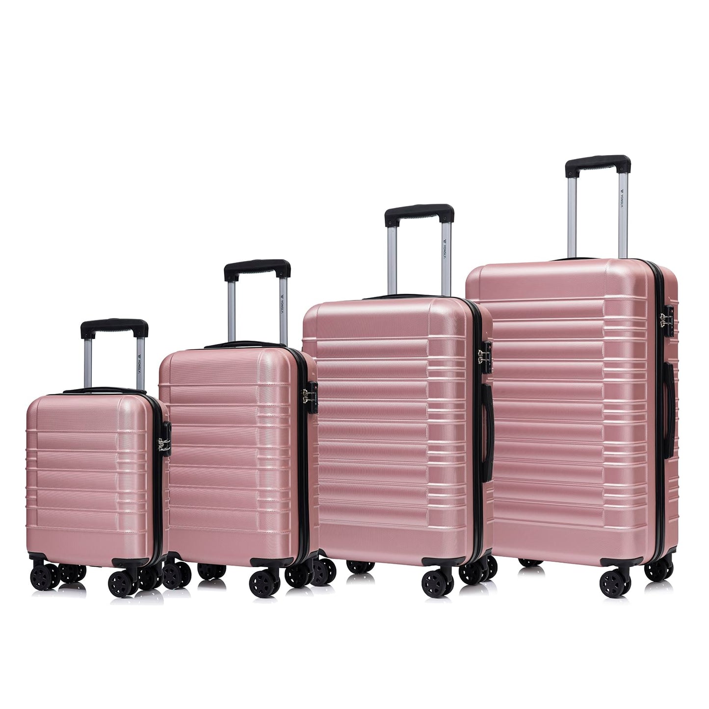 YONSLY® Premium Travel Suitcase TSA Lock, Hardshell Suitcase Trolley Cabin Luggage Roller Suitcase Hand Luggage 4 Wheels (S-M-L-XL-Set)