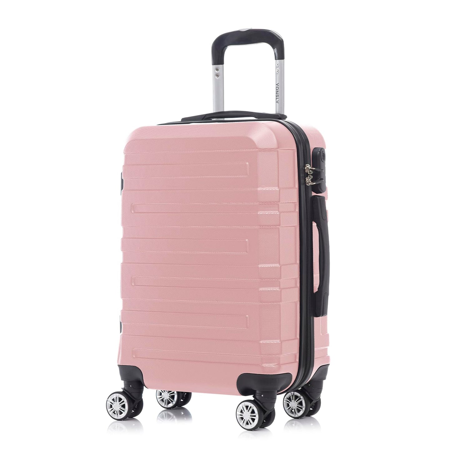YONSLY® Travel Suitcase Trolley, Rolling Luggage Carry-on Set, Cabin Suitcase, Travel Suitcase with 4 360° Wheels, Combination Lock, Soft Rubber Handle, Hardside Travel Suitcase