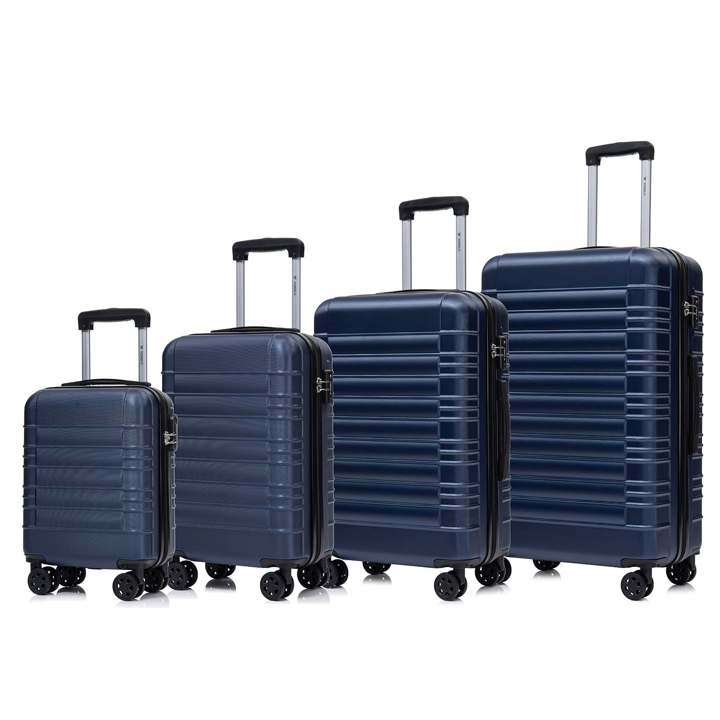 YONSLY® Premium Travel Suitcase TSA Lock, Hardshell Suitcase Trolley Cabin Luggage Roller Suitcase Hand Luggage 4 Wheels (S-M-L-XL-Set)