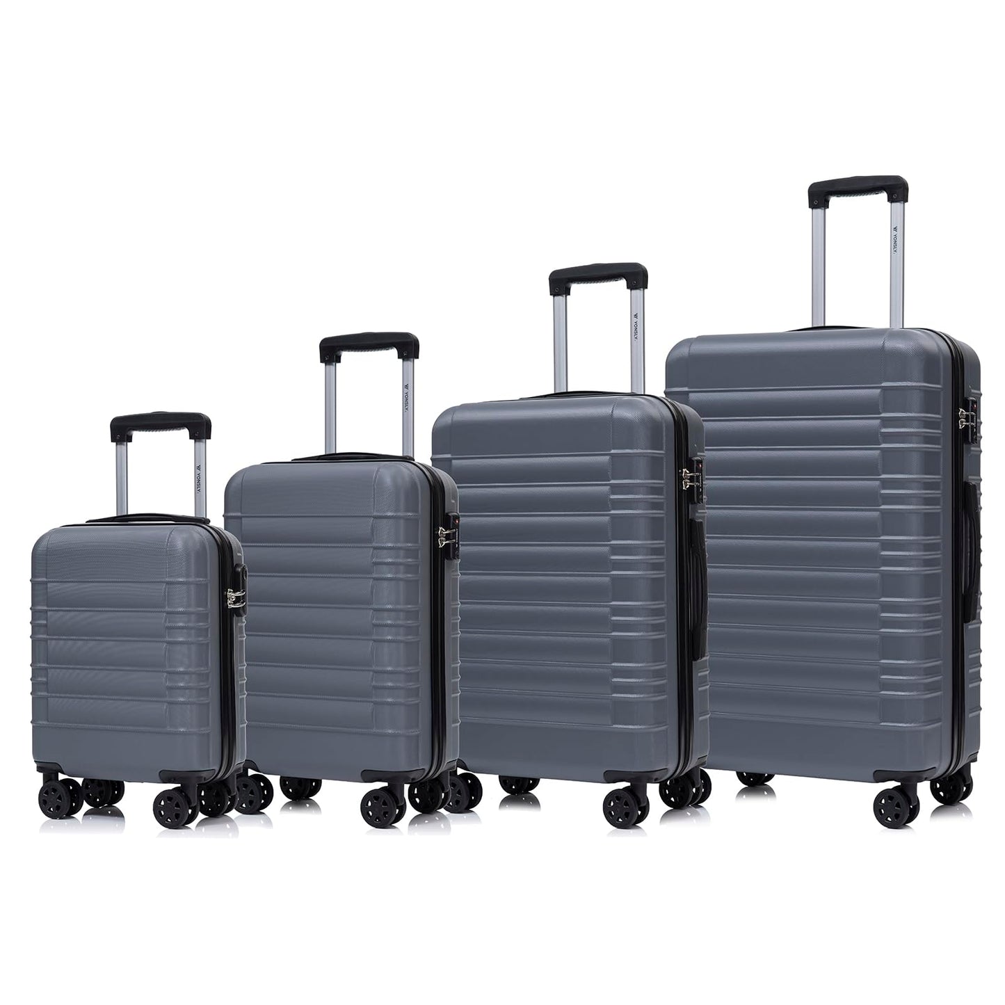 YONSLY® Premium Travel Suitcase TSA Lock, Hardshell Suitcase Trolley Cabin Luggage Roller Suitcase Hand Luggage 4 Wheels (S-M-L-XL-Set)