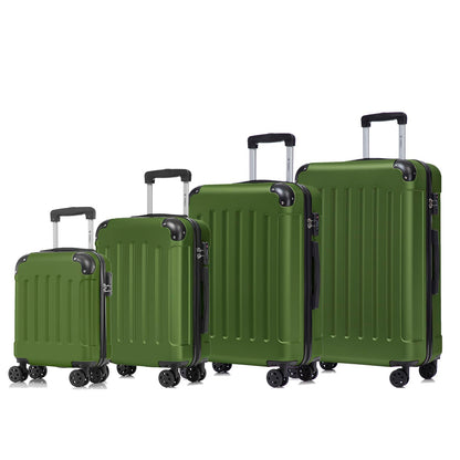 YONSLY® Premium Luggage, TSA Lock YKK Zipper Hardside Suitcase Trolley Cabin Luggage Roller Suitcase Carry-On 4 Wheels (S-M-L-XL-Set)