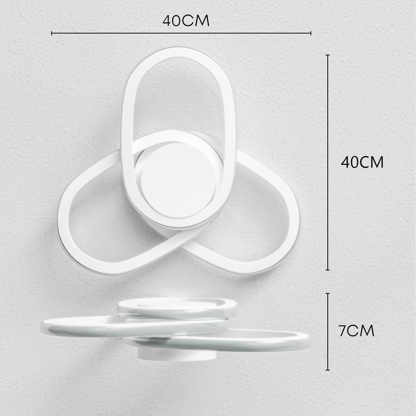 LQWELL Moderne LED Deckenleuchte, 40cm Kleeblatt Design Deckenlampe, 48W aus Metall und Acryl, IP44 Wasserfest für Schlafzimmer, Wohnzimmer, Badezimmer, Küche, Keller und Büro, erhältlich in 3000K, 4000K und 6500K