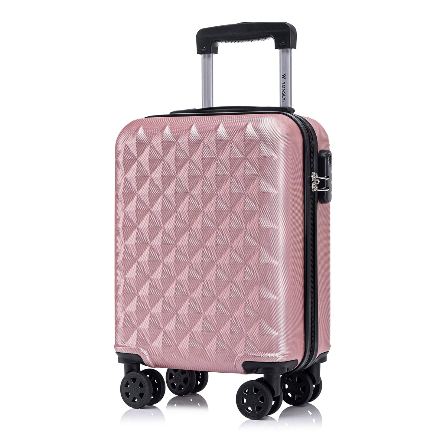 YONSLY® Suitcase, Trolley Travel Suitcase, Cabin Case Rolling Luggage Hand Luggage with 4 360° Wheels, Hard Shell Travel Suitcase, Combination Lock, Soft Rubber Handle