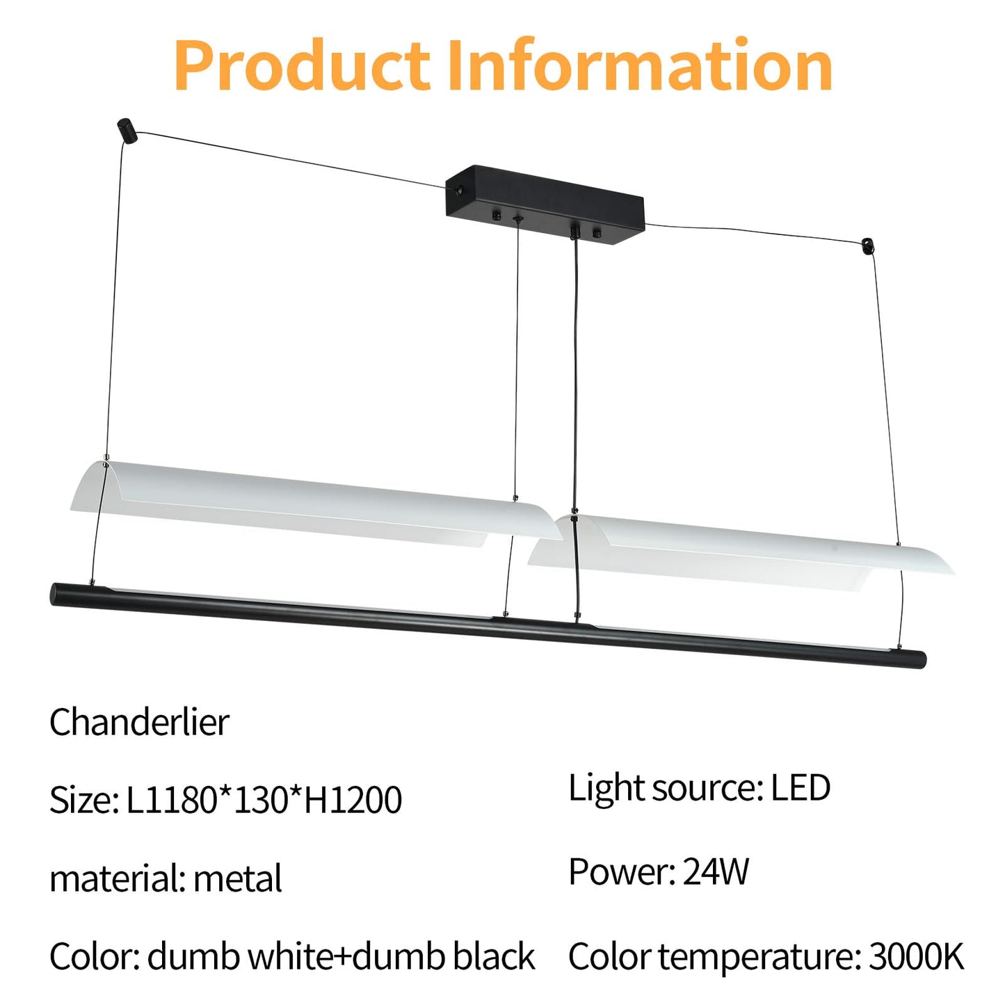 LQWELL® Modern Pendant Light LED 24W, Minimalist Industrial Pendant Lamp Vintage Hanging Lamp for Kitchen Living Room Bedroom Dining Room Cafes, Metal Chandelier Ceiling Lamp