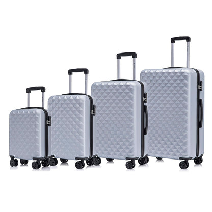 YONSLY® Suitcase Set, Trolley Travel Suitcase, Spinner Carry-on Luggage, Suitcase Set, Luggage Set with 360° Wheels, Hardshell Travel Suitcase, Combination Lock, Soft Rubber Handle (4-Piece Set, S,M,L&XL)