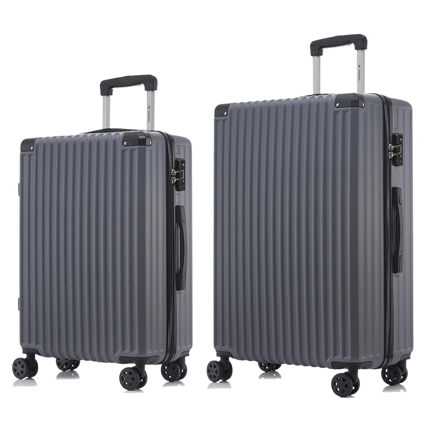 YONSLY® Premium Luggage TSA Lock, YKK Zipper Hardside Suitcase Trolley Cabin Luggage Spinner Suitcase Carry-on 4 Wheels (L-XL Set)