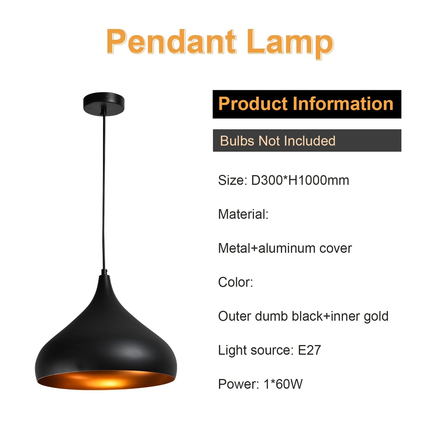 LQWELL® Modern Pendant Light E27, Minimalist Industrial Pendant Lamp Vintage Hanging Lamp for Kitchen Living Room Bedroom Dining Room Cafes, Metal Chandelier Ceiling Lamp, Black