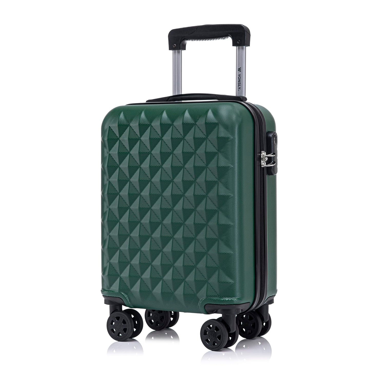 YONSLY® Suitcase, Trolley Travel Suitcase, Cabin Case Rolling Luggage Hand Luggage with 4 360° Wheels, Hard Shell Travel Suitcase, Combination Lock, Soft Rubber Handle