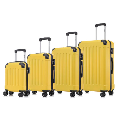 YONSLY® Premium Luggage, TSA Lock YKK Zipper Hardside Suitcase Trolley Cabin Luggage Roller Suitcase Carry-On 4 Wheels (S-M-L-XL-Set)