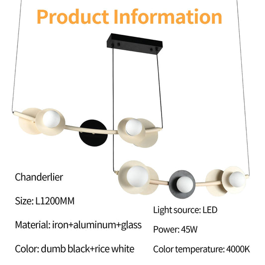 LQWELL® Chandelier LED 45W, Industrial Chandelier, Modern Pendant Light Hanging Lamp Metal Ceiling Light for Living Room Bedroom Dining Room Hallway Cafes Bar Studio