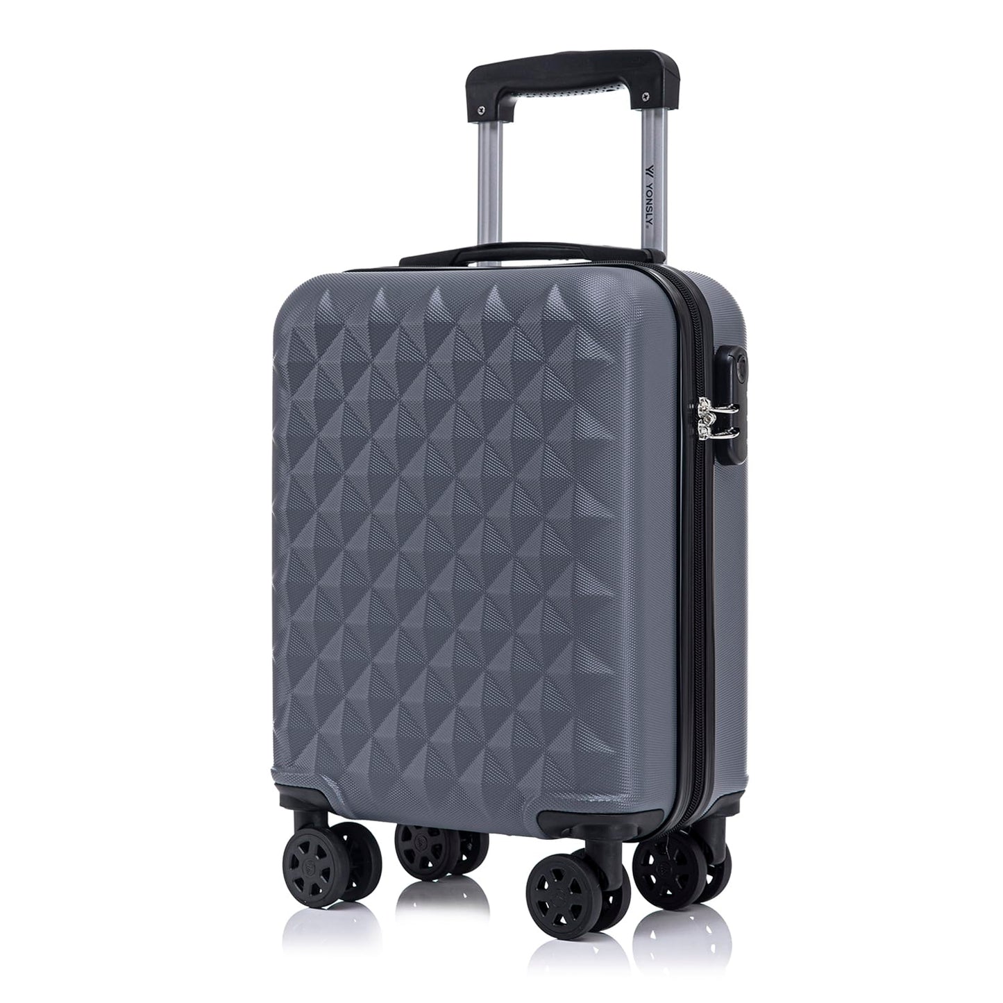 YONSLY® Suitcase, Trolley Travel Suitcase, Cabin Case Rolling Luggage Hand Luggage with 4 360° Wheels, Hard Shell Travel Suitcase, Combination Lock, Soft Rubber Handle