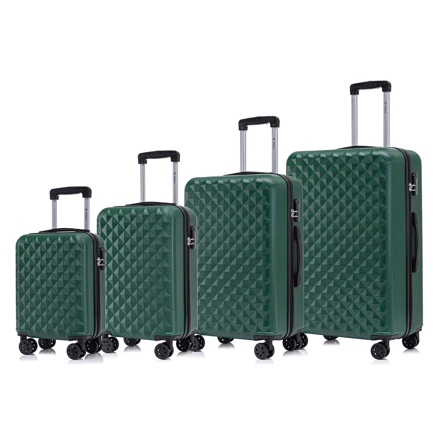 YONSLY® Suitcase Set, Trolley Travel Suitcase, Spinner Carry-on Luggage, Suitcase Set, Luggage Set with 360° Wheels, Hardshell Travel Suitcase, Combination Lock, Soft Rubber Handle (4-Piece Set, S,M,L&XL)